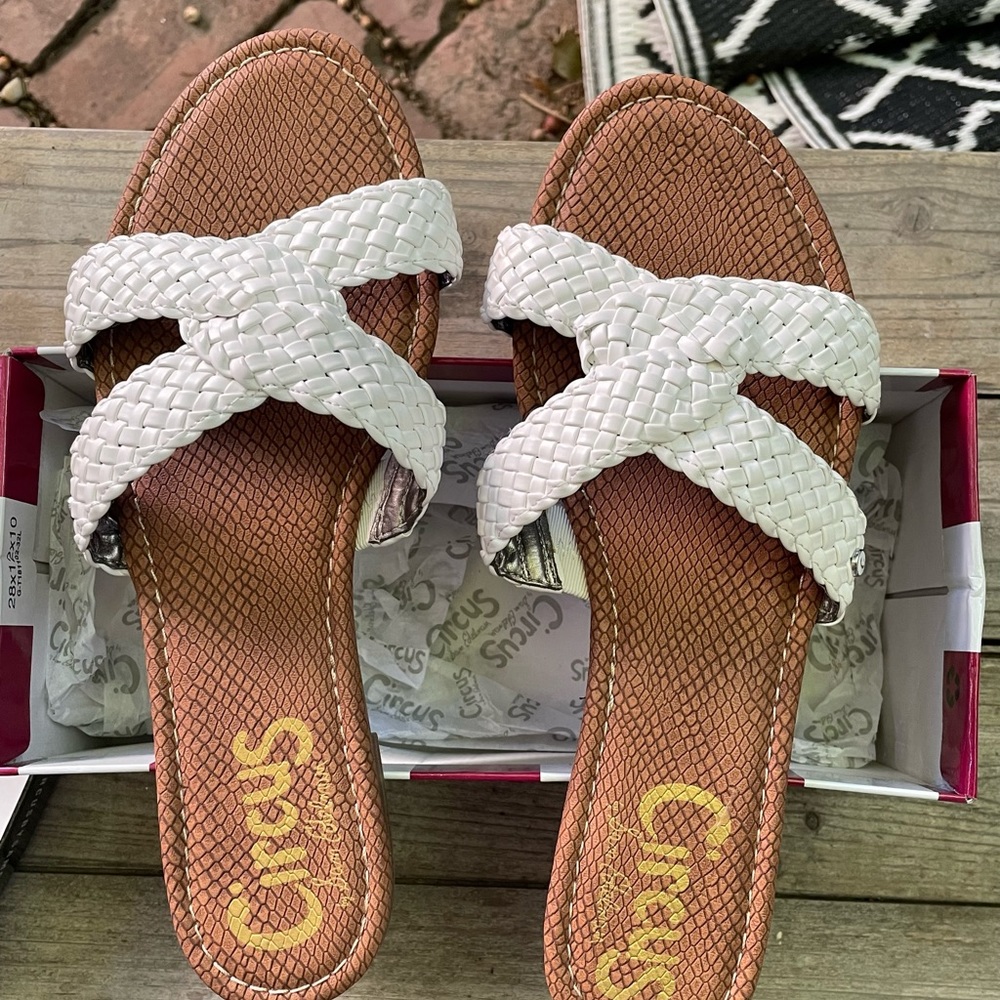 Sam Edelman circus white braided sandals barely worn